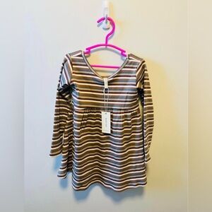 Quincy Mae Brown and Cream Striped Casual Dress